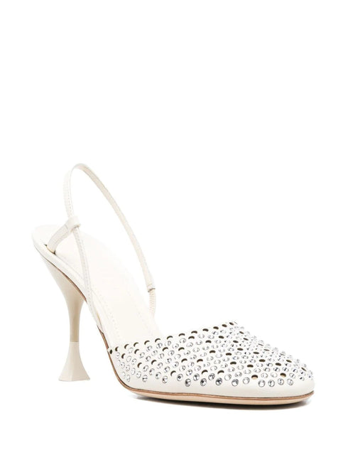 110mm rhinestone leather pumps